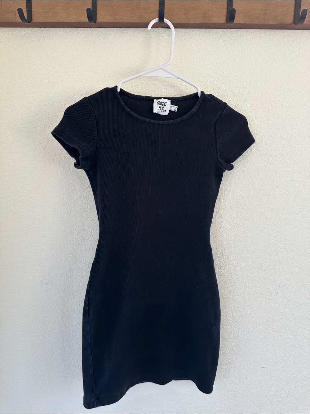 Princess Polly Black Ribbed Short Sleeve Bodycon Dress